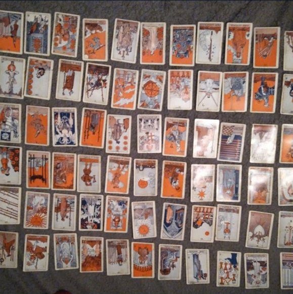Antique c.1919 ORIGINAL de Laurence's RARE ORANGE deck Tarot Cards - Picture 3 of 12